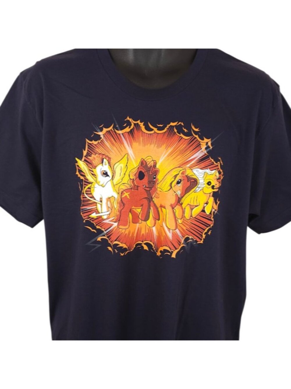 Four Little Ponies Of The Apocalypse T Shirt Mens Size Large Blue Made In USA